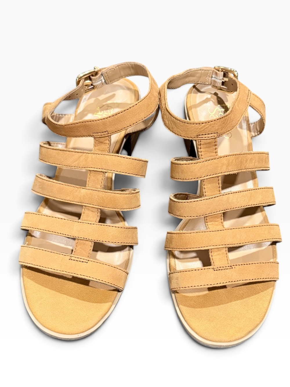 FRANCO SARTO Strap Wedge Sandal Brown SZ 9
